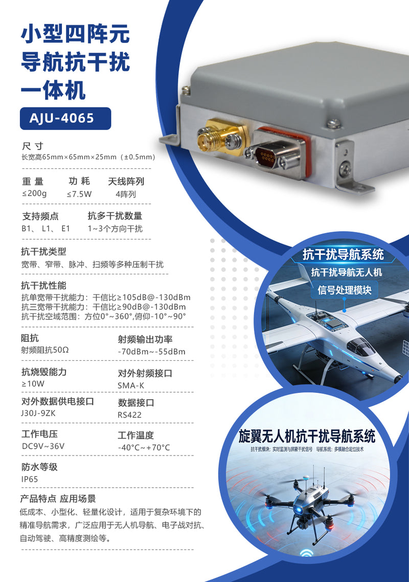 AJU-4065小型四阵元导航抗干扰一体机