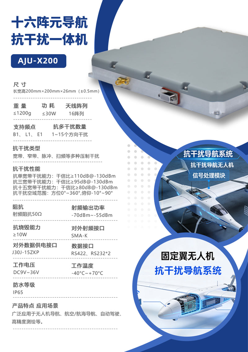 AJU-X200十六阵元导航抗干扰一体机